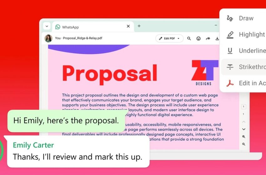 WhatsApp primește suport pentru vizualizare/editare documente PDF
